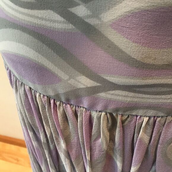 Kenneth Cole Reaction drop waist fitted lined silk skirt purple lavender multi - Picture 6 of 16